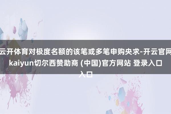 云开体育对极度名额的该笔或多笔申购央求-开云官网kaiyun切尔西赞助商 (中国)官方网站 登录入口